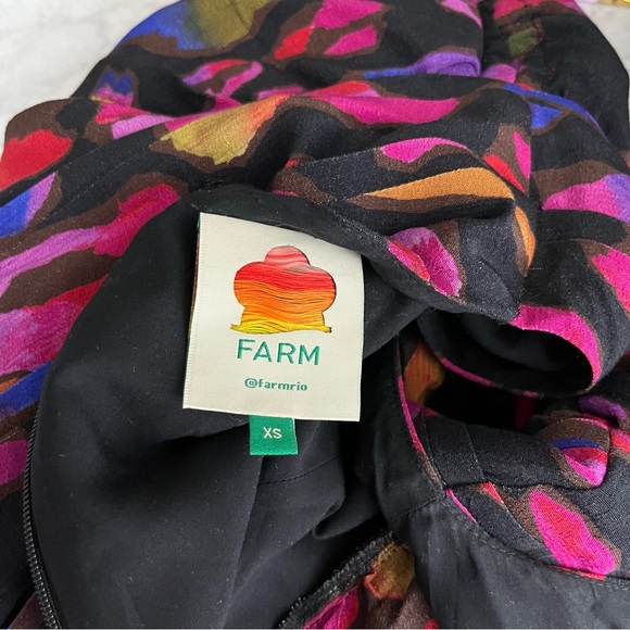 Farm Rio Iridescent Leopard Black Slit Midi Dress - Picture 12 of 13